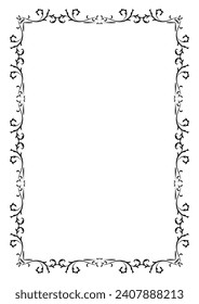 Classic ornate border and frame element. Vintage filigree ornament frame divider vector. Decorative line for page, template, poster, greeting card, wedding invitation, menu, certificate.