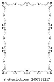 Classic ornate border and frame element. Vintage filigree ornament frame divider vector. Decorative line for page, template, poster, greeting card, wedding invitation, menu, certificate.