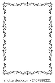 Classic ornate border and frame element. Vintage filigree ornament frame divider vector. Decorative line for page, template, poster, greeting card, wedding invitation, menu, certificate.