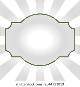 A classic, ornate frame with a subtle green outline sits on a backdrop of radiating gray and white stripes, creating a vintage and elegant feel.