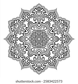 Classic ornate indian mandala for coloring book page, mehendi, tattoo