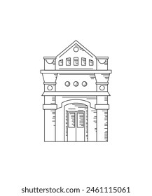 Classic outline building vector illustration