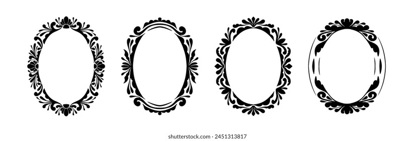 Classic Oval Ornamental Frames Set. Elegance Vintage Border for Invitation and Scrapbooking design