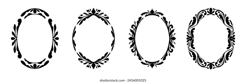 Classic Oval Ornamental Frames Set. Elegance Vintage Border for Invitation and Scrapbooking design