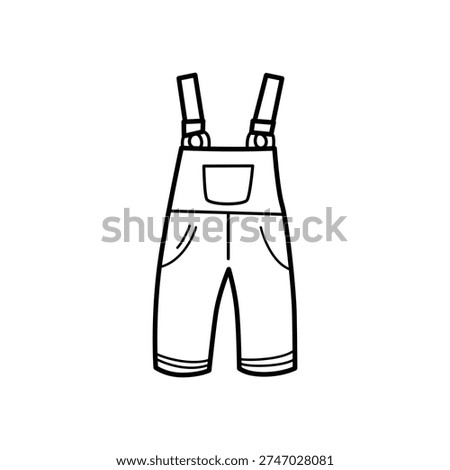 Classic overalls vector icon illustration in simple outline style, featuring dungarees with bib and pants, a popular clothing item evoking comfort and playful fashion vibes