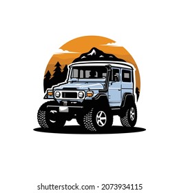 Classic overland 4x4 offroad suv truck illustration vector isolated