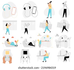 Classic pack illustrations color and monochrome flat vector design