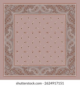 Paisley bandana clássico com intrincado design de impressão étnica. Um acessório intemporal perfeito para boho, vintage e estilos retro. Ideal para moda de verão, festivais e adicionar um toque chique para casual