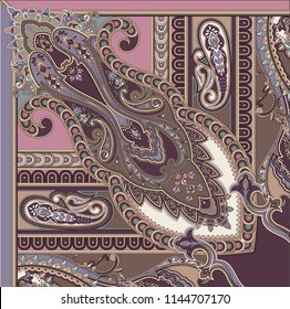 Classic paisley elements for textile design, scarves and fabrics 