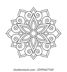 Classic Paisley Mandala Design Coloring Book Page
