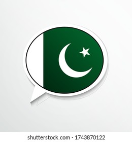 Classic Pakistan country flag on speech bubble. Abstract languages concept flat illustration