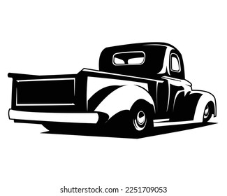 classic panel truck silhouette. shown over white background isolated vector. best for badge, emblem, icon, sticker design, truck industry.