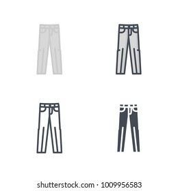 Classic pants flat colored line silhouette icon
