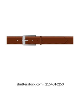 classic pants horizontal border leather belt flat vector illustration. Straps with metal, brass isolated on white background