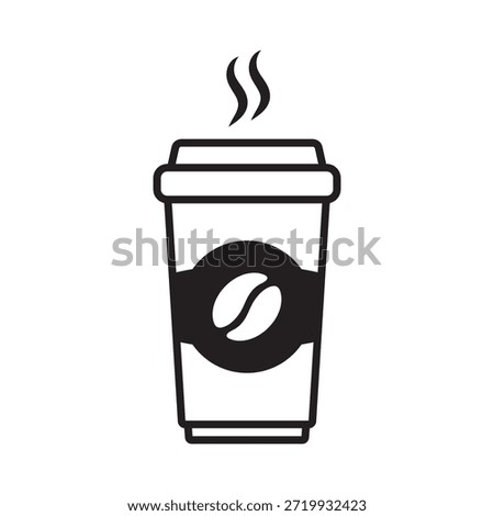 Classic Paper Coffee Cup Icon, Takeaway Coffee Symbol for Cafe and Beverage Designs