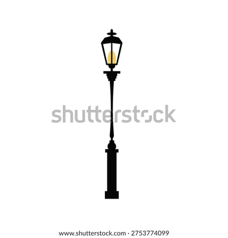 Classic Park Lantern Lamp Post. Public Park Lamp Post Lighting Illustration. Decorative Outdoor Lamppost Lamp.