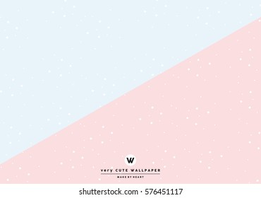 classic pastel blue and pink cute two tone wallpaper with white polka dots