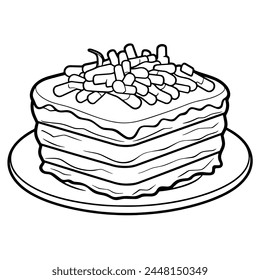 Contorno de pastitsio clásico en formato Vector, perfecto para gráficos de cocina griega.