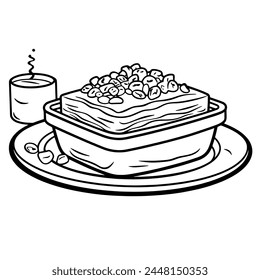 Classic pastitsio outline in vector format, perfect for Greek cuisine graphics.