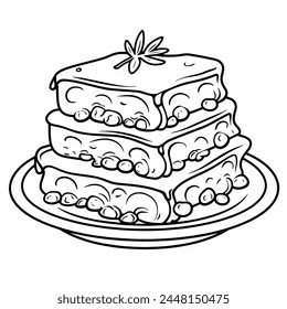 Classic pastitsio outline in vector format, perfect for Greek cuisine graphics.