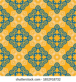Ornamento clásico del patrón, Patrón geométrico floral sin soldadura para el fondo de escritorio del diseño, Impresión de la moda, Decoración a la moda, Textil del hogar, Ilustración vectorial de decoración retro.
