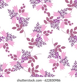 Classic pattern for wallpaper, fabric, textile. Seamless print. Floral bouquets scattered on a white background. Floral ornament in pink shades. Vector illustration EPS 8