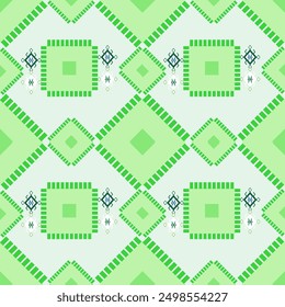 Classic patterns, Native American, Asian, African, mixed with abstract, classic green and white.