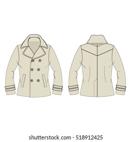 Classic Pea Coat Vector Template