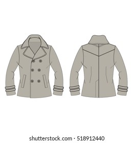 Classic Pea Coat Vector Template