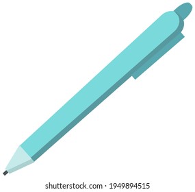 Classic pen with cap and clue to hang it on paper. Blue writing ballpoint with paste inside