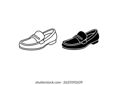 classic penny loafer shoes icon and outline