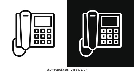 Classic Phone Icon Set. Retro landline telephone vector symbol. Old-fashioned home phone sign.