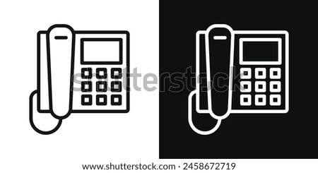 Classic Phone Icon Set. Retro landline telephone vector symbol. Old-fashioned home phone sign.