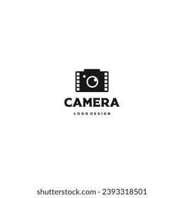 Classic photo camera logo design on isolated background