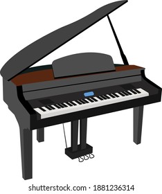 Classic piano ,illustration, vector on white background.