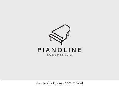 logo clásico de piano.  Piano elegante, plantilla de icono de arte de línea vectorial