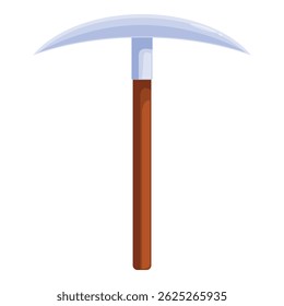 Classic pickaxe with wooden handle and sharp metal head, perfect for breaking rocks and mining