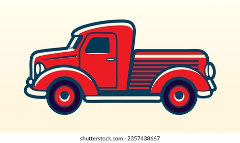 Classic pickup truck illustration. retro clasic vintage cargo