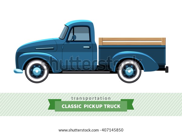 Classic Pickup Truck Side View Stake Stock Vector (royalty Free 