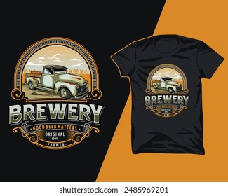 classic pickup truck t shirt design