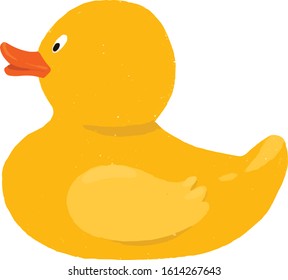 Classic picture of a children's toy. Yellow duck for a bath. Children's illustration.