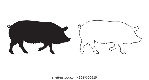 Classic Pig Silhouette - Perfect Pig Vector for Graphic Design
