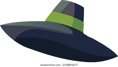 Classic pilgrim hat with a green band, for Thanksgiving-themed graphics, decorations, holiday iconography, seasonal designs.