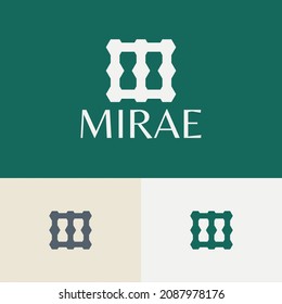Classic pillar logo design concept. Nature logomark illustration. Can representing interior, plant, yoga, calm, spa, magic, sacred.