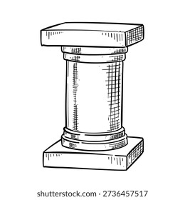 Classic pillar vector line art hand drawn illustration