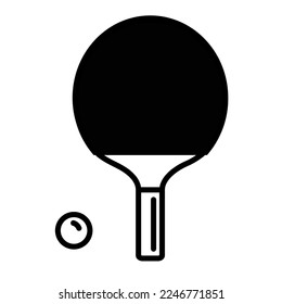 Classic ping pong racket and ball element simple line style
