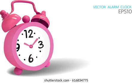 classic pink alarm clocks. Vector illustration on white background