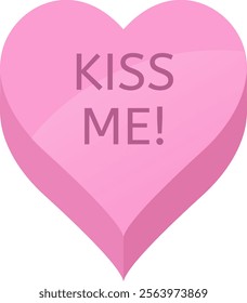 Classic pink candy heart featuring the words Kiss Me. printed on its surface, symbolizing love and affection while celebrating Valentine s Day and romantic connections