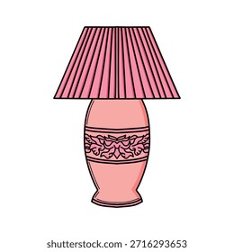 Lámpara de mesa rosa clásica con Ilustración vectorial de sombra plisada