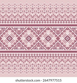 Klassiek roze tribale ontwerp met horizontale strepen en gedetailleerde geometrische motieven. Geïnspireerd door inheems textiel en perfect voor etnische achtergronden.